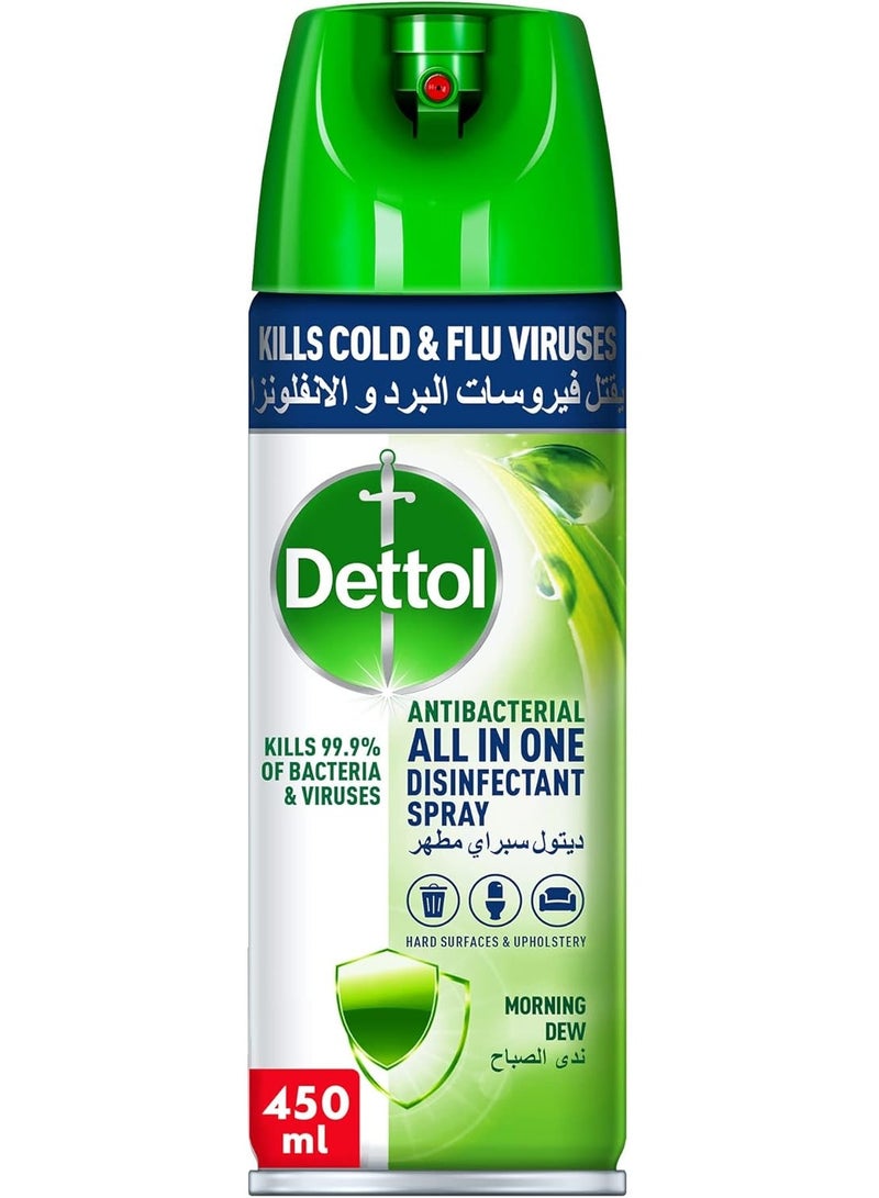 بخاخ ديتول المطهر الكل في واحد المضاد للبكتيريا برائحة ندى الصباح، 450 مل - Image 1